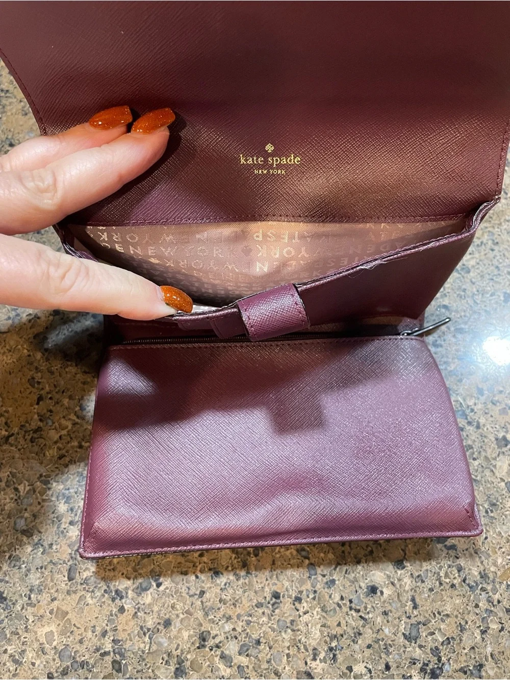 Kate Spade New York Laurel Way Winni Chocolate Cherry Crossbody Wallet Bag